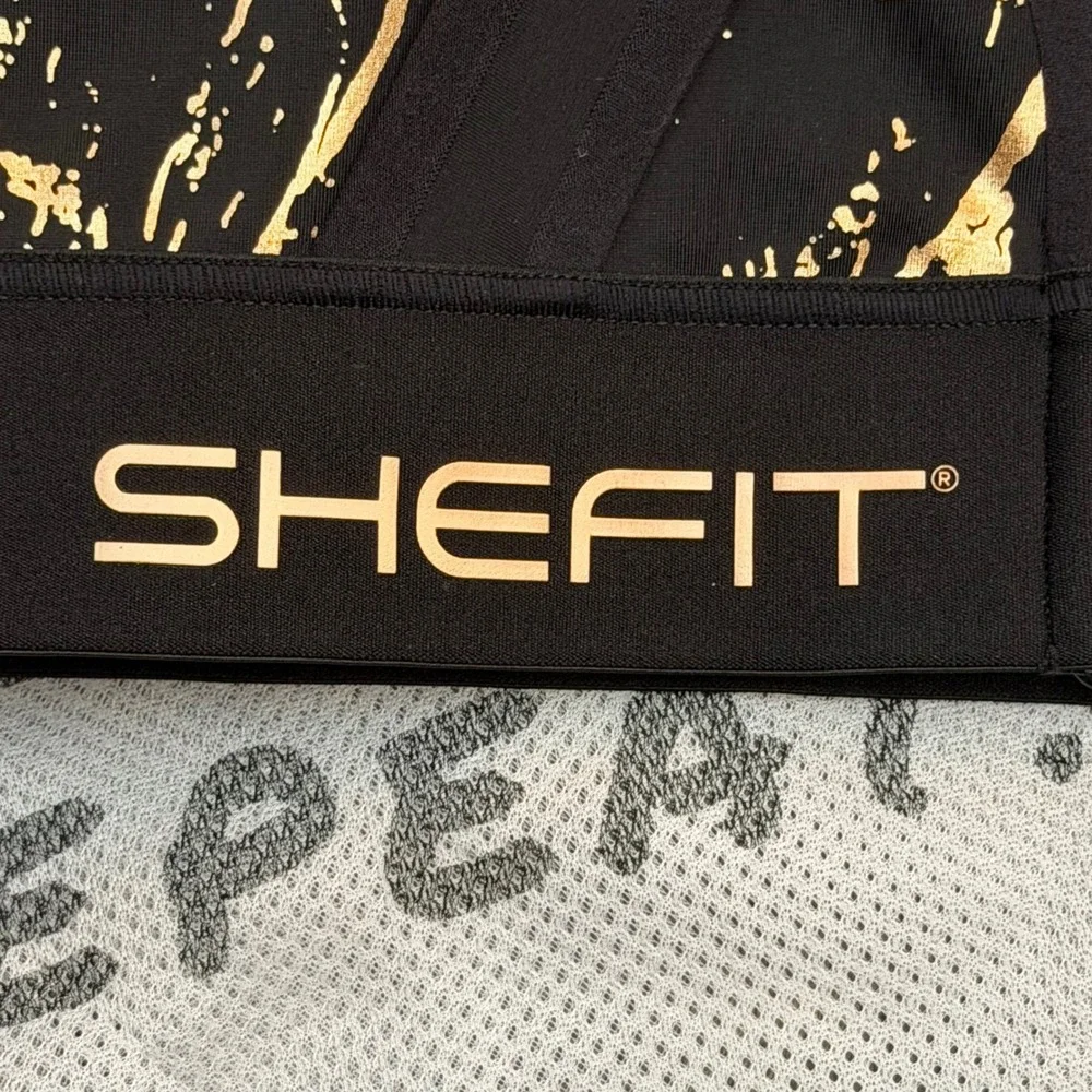 NEW SHEFIT Flex Sports Bra Black Medium Impact Adjustable Front Zip 3 Luxe Bag